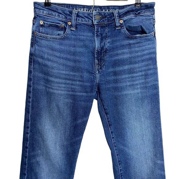 American Eagle Jeans Mens 32x31 (Tag 30x32) Blue Relaxed Straight Stretch Denim - Picture 4 of 10